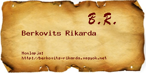 Berkovits Rikarda névjegykártya